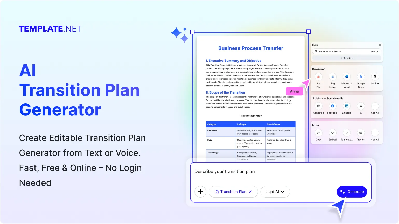 Free AI Transition Plan Generator, AI Transition Plan Maker Online [ No Signup ]
